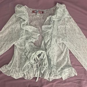 Lace Tie Ruffle Long Sleeve